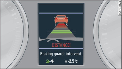 Combiné d'instruments : avertissement de collision